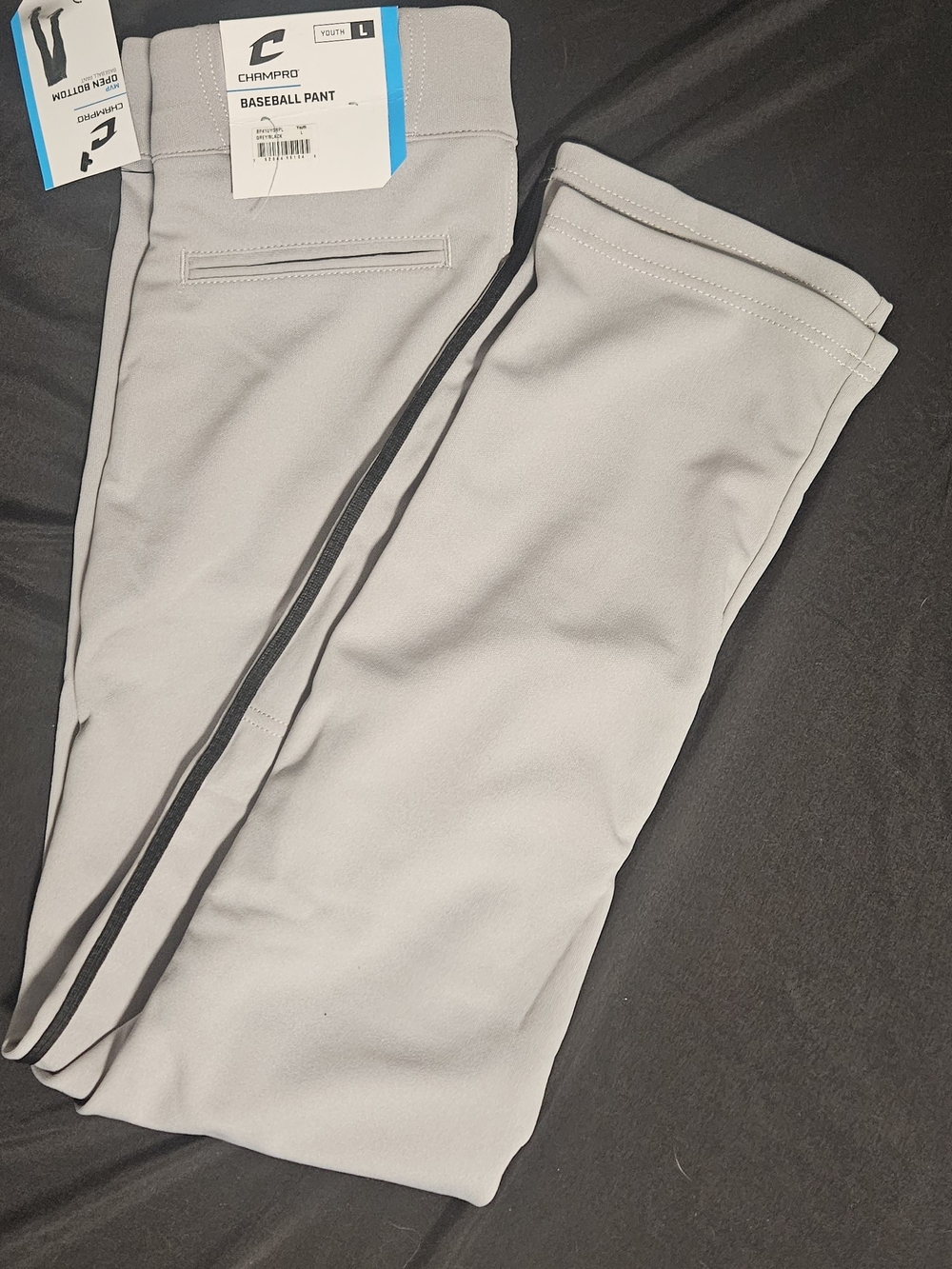 Champro Youth Gray Baseball Pants - Gray with Black Stripe